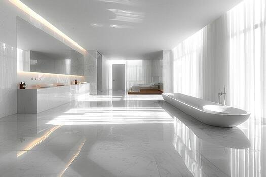 ai-generated-modern-minimalist-bathroom-with-clean-lines-and-monochromatic-colors-photo